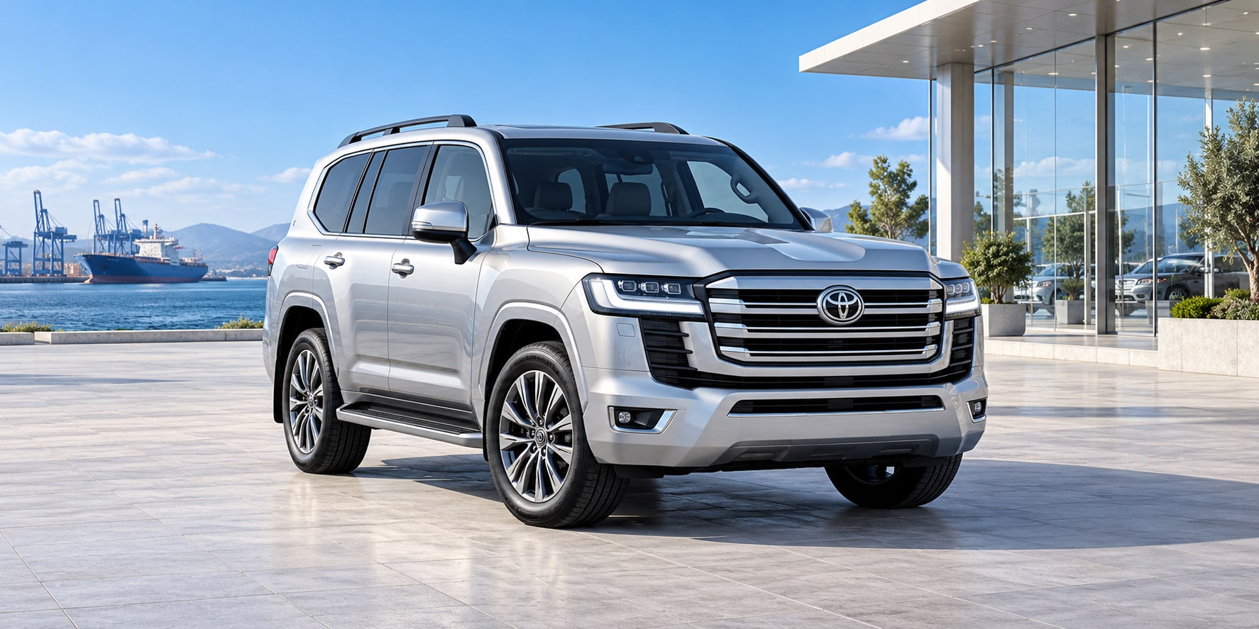 A complete view of a silver SUV, representing local vehicle sales and global sourcing