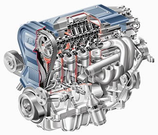 Cutaway view of an internal combustion engine
